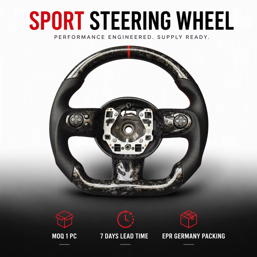 mini r57 forged carbon steering wheel side close up
