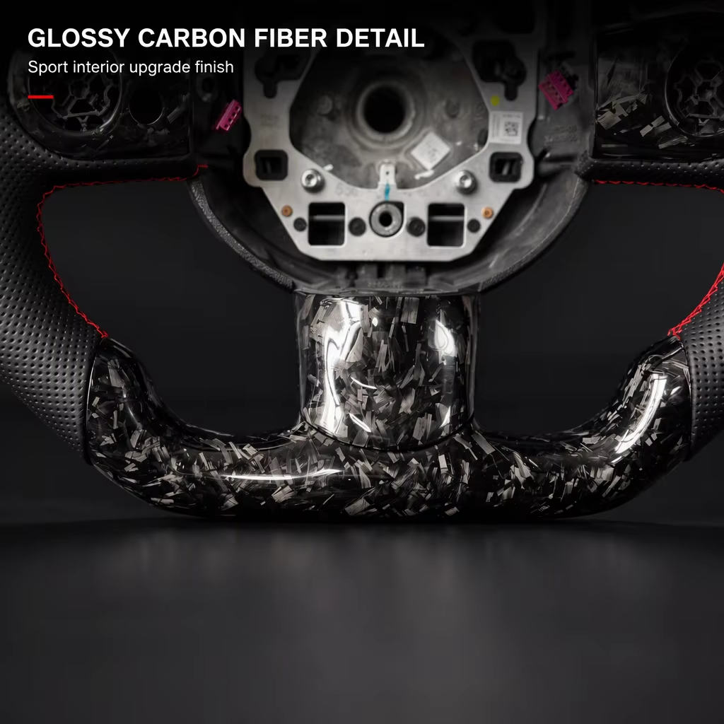 mini r57 carbon steering wheel detail shot