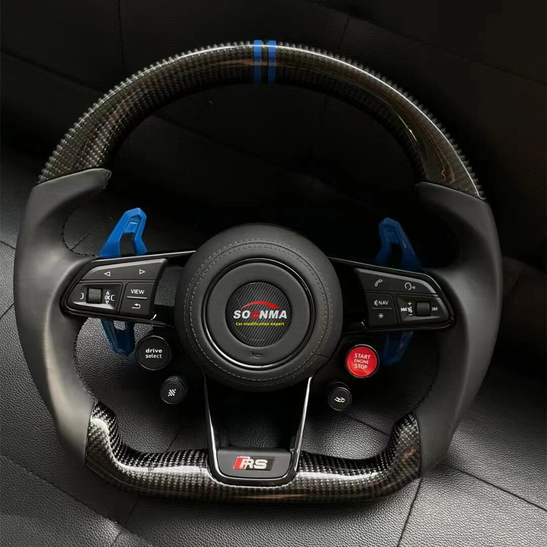For Volkswagen golf GTI steering wheel Newly upgraded for Audi R8 A6 with Carbon fiber wide Paddle Black