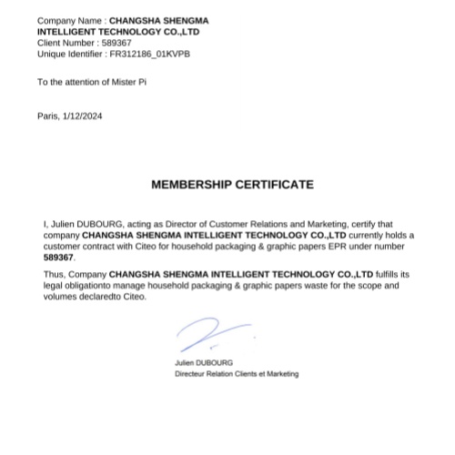 Soonma Company Obtains EPR Packaging Compliance Certificates of Germany and France