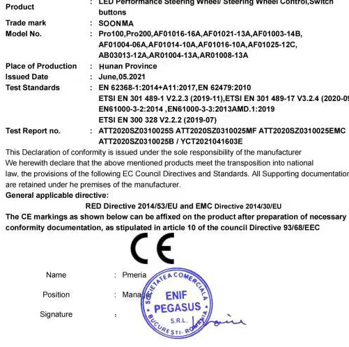 merry SOONMA company's products through the eu CE certification, to enter the international market