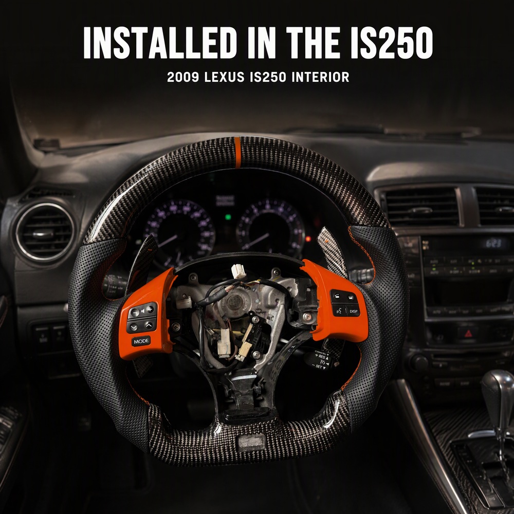 Lexus IS250 XE20 forged carbon fiber steering wheel orange trim