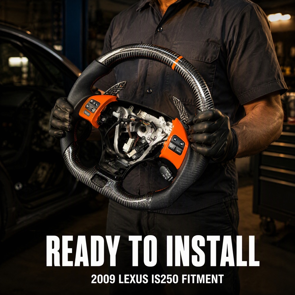 Lexus IS250 XE20 forged carbon fiber steering wheel orange trim